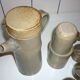 High coffee or teapot and 4 cups in sandstone