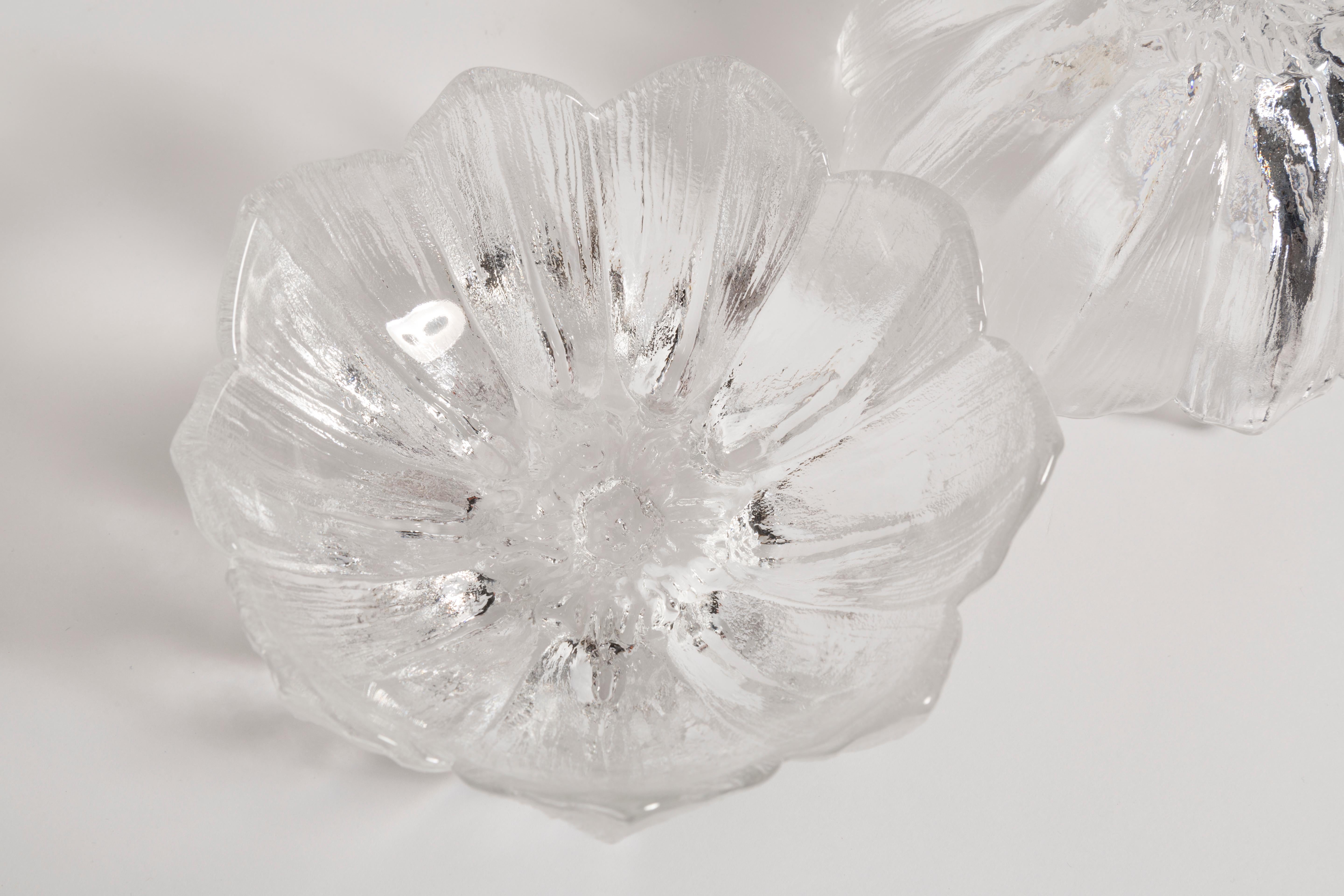 Pair of decorative transparent glass bowls designed by Jan Sylwester Drost, Europe, 1960s.
