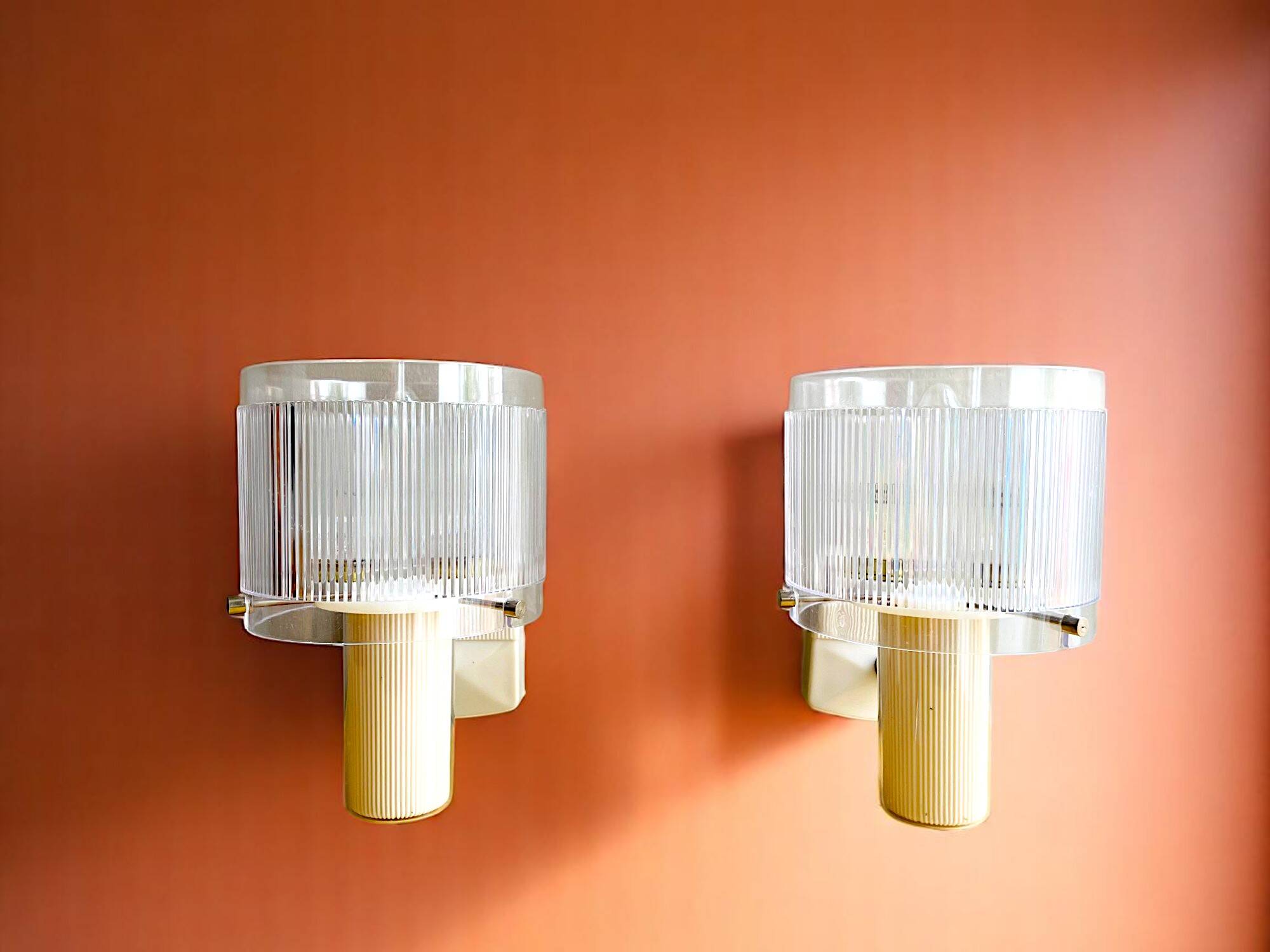 Set of 2 mid century modern wall sconce lamps new
