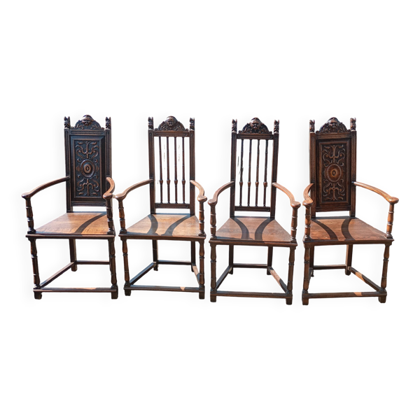Lot Fauteuils renaissance caquetoire