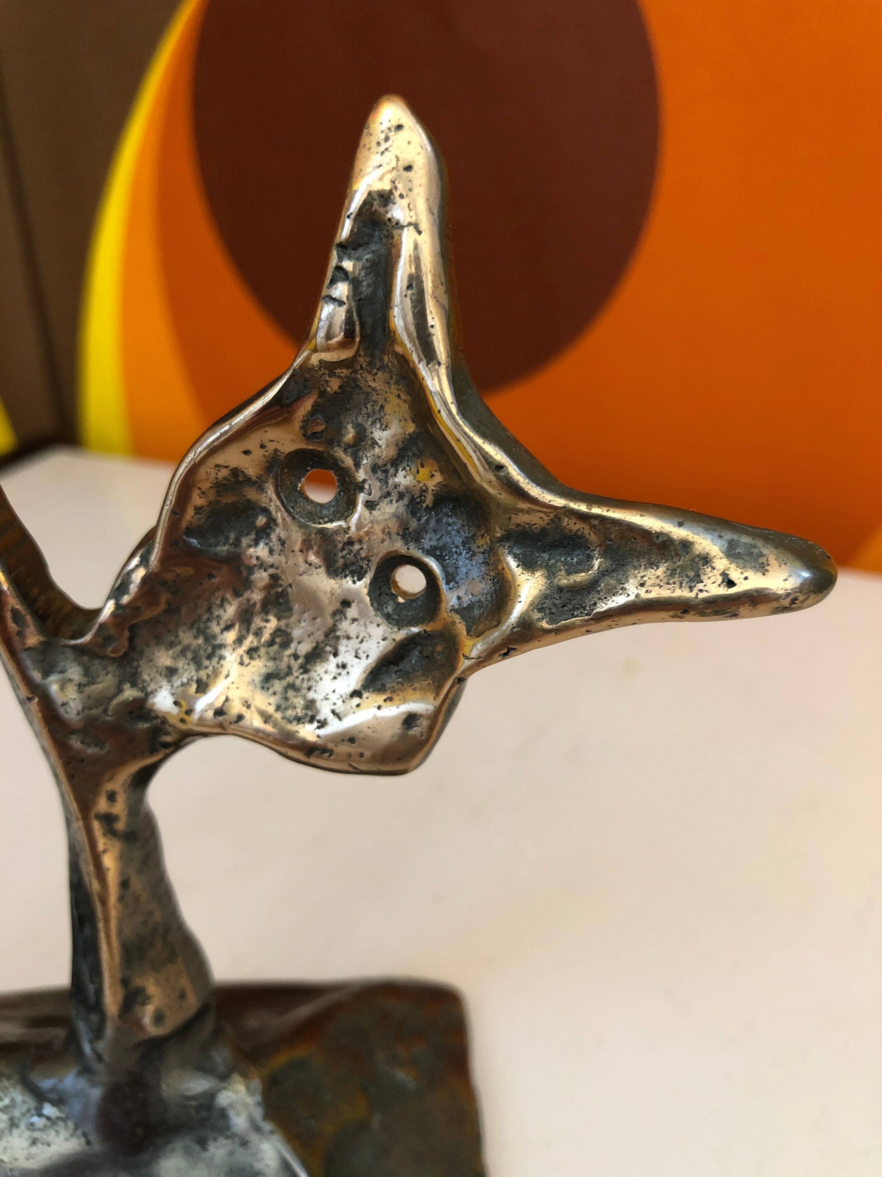 Paper press Bronze sculpture cat signed lohé