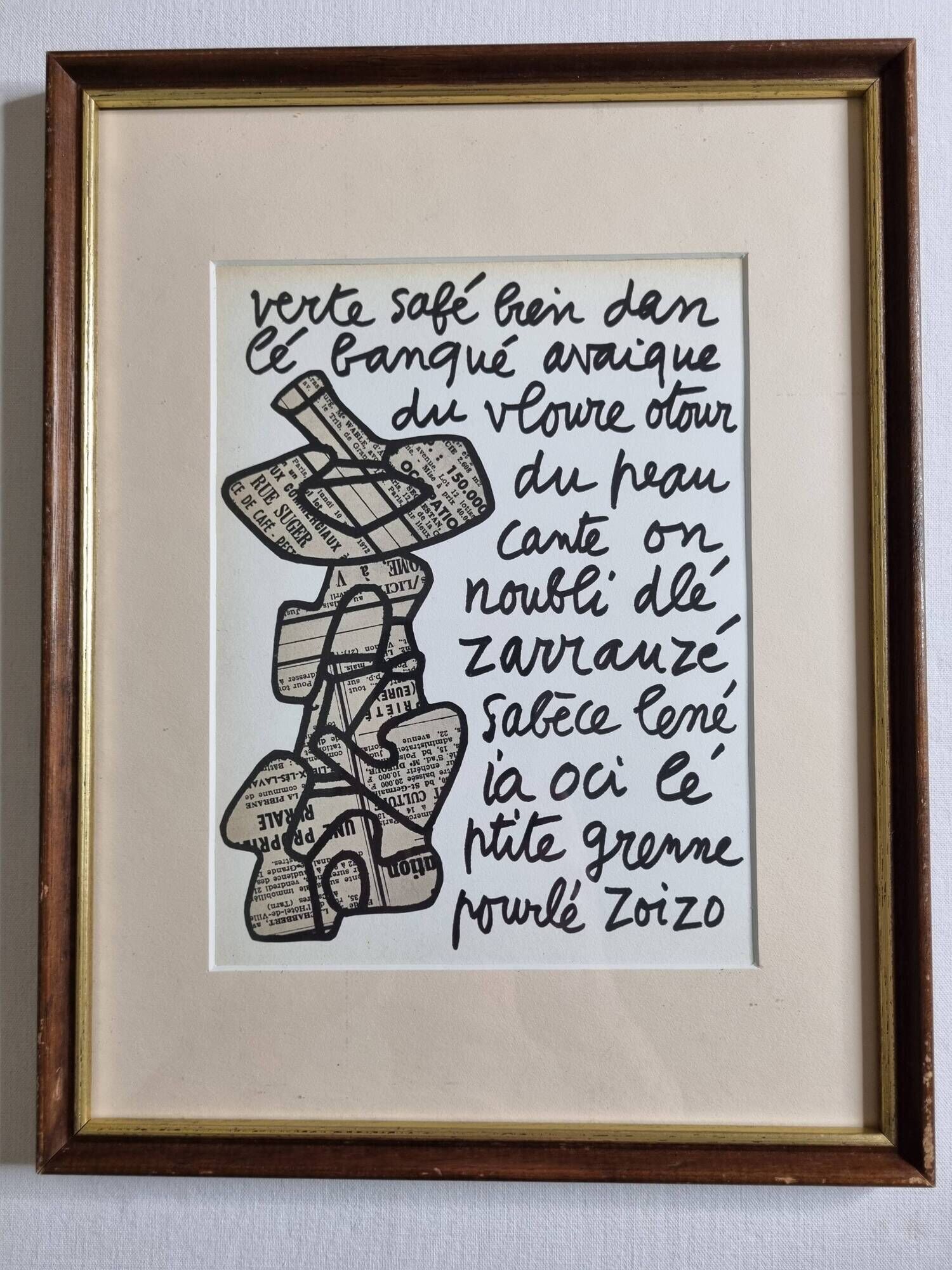 Screenprint after Jean Dubuffet framed under glass 26 cm by 32 cm