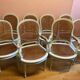 6 chaises 2 fauteuils en cannage, de style L.XVI , peint vert clair