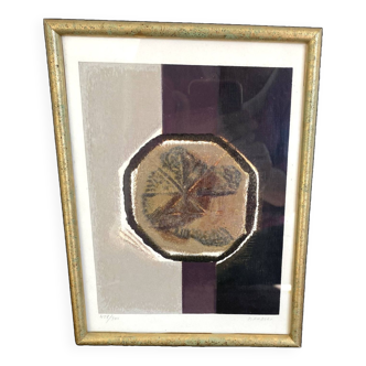 Signed engraving, glazed wooden frame