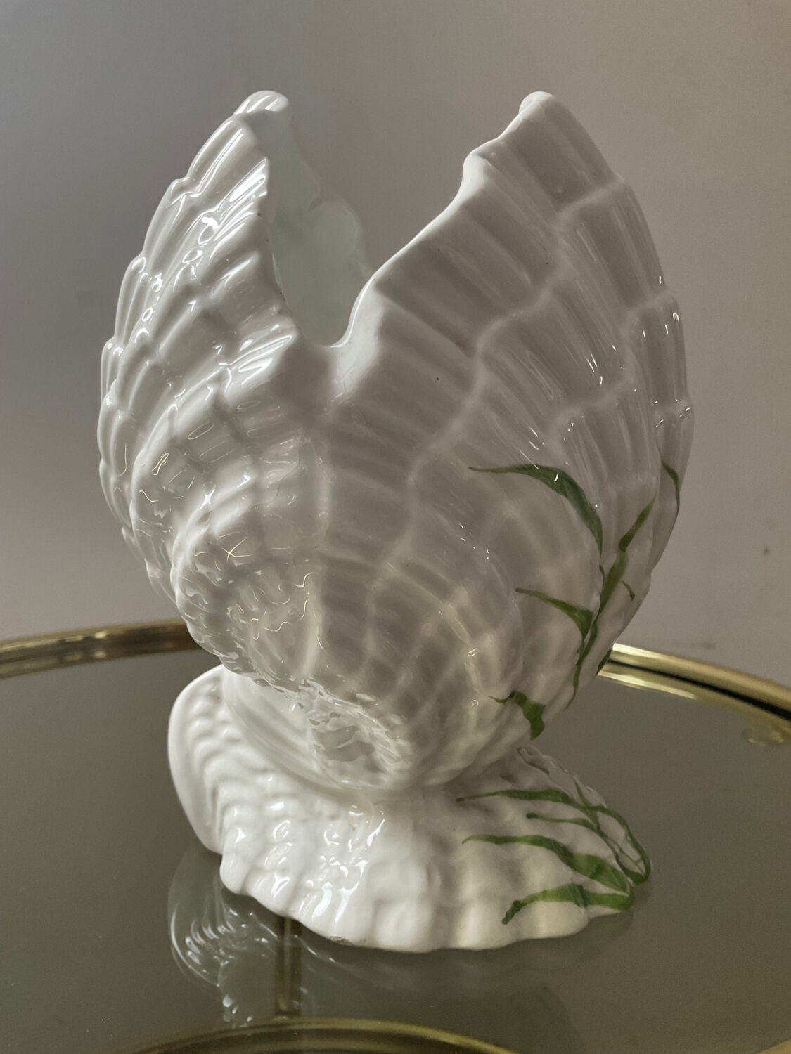 Vintage ceramic shell vase Italy