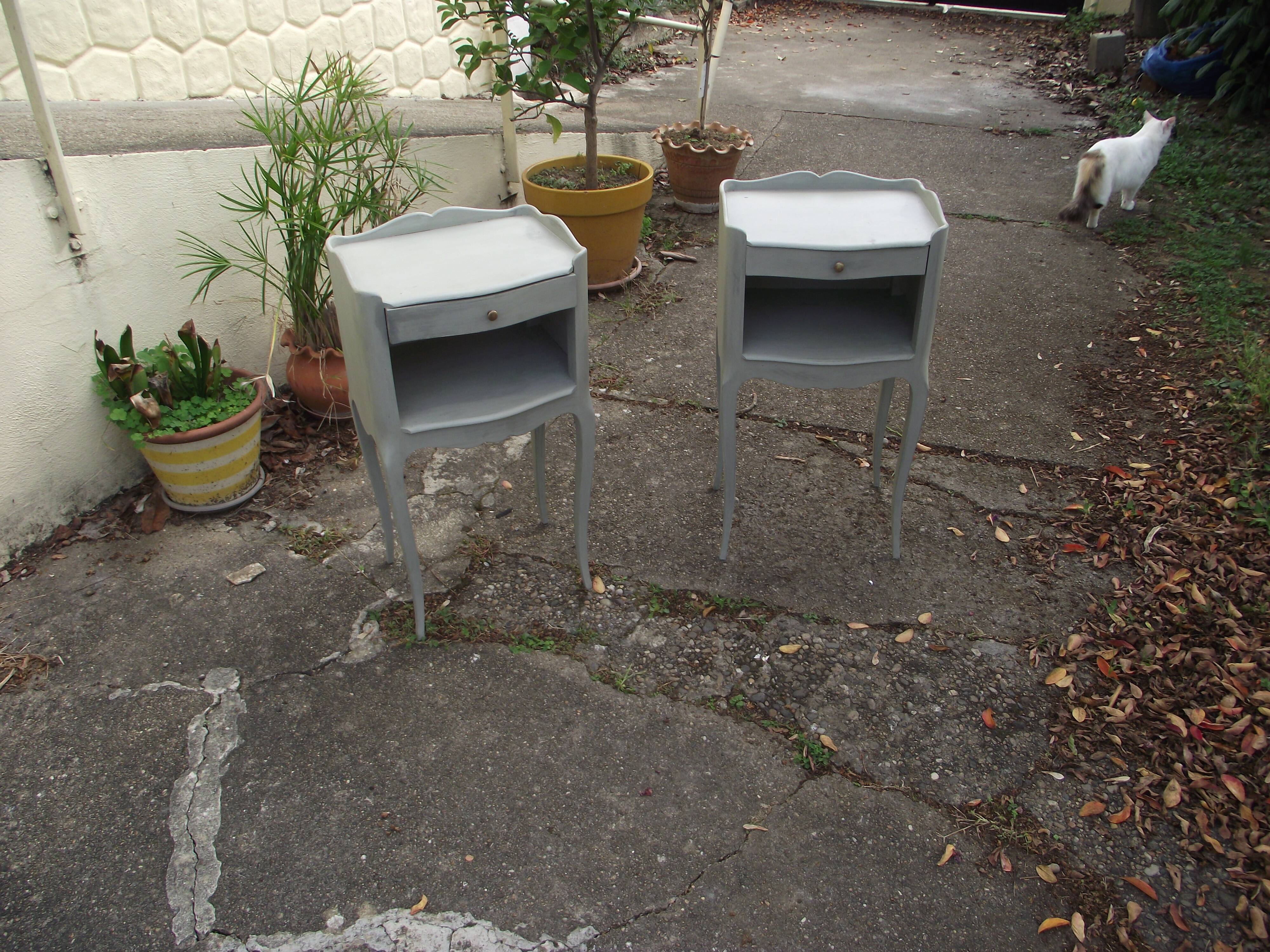 Pair of painted louis xv style bedside tables