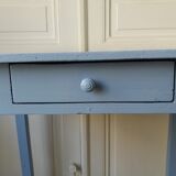 Lavender blue wooden desk with drawers