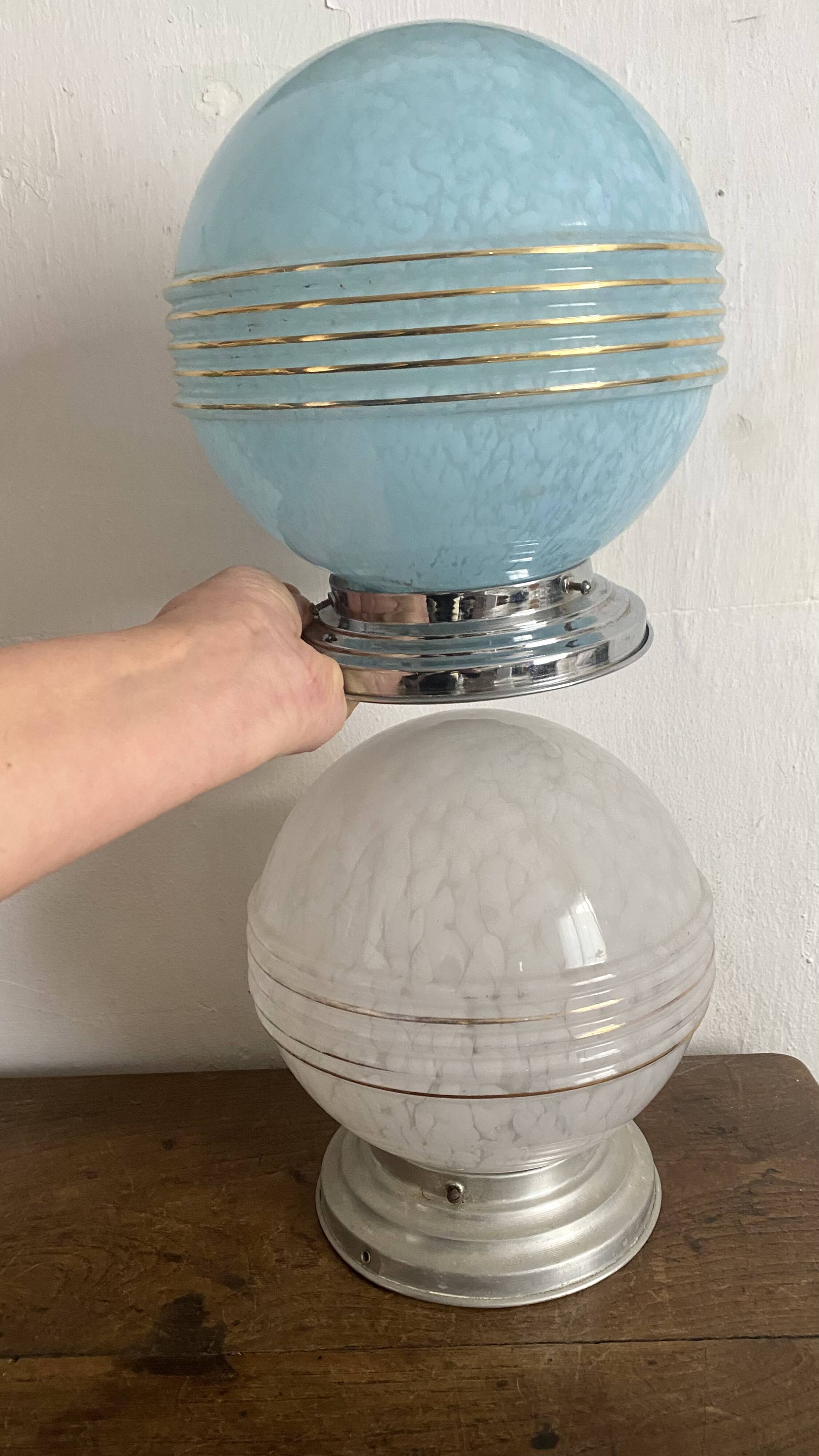 Clichy glass ball ceiling light in Art Deco style