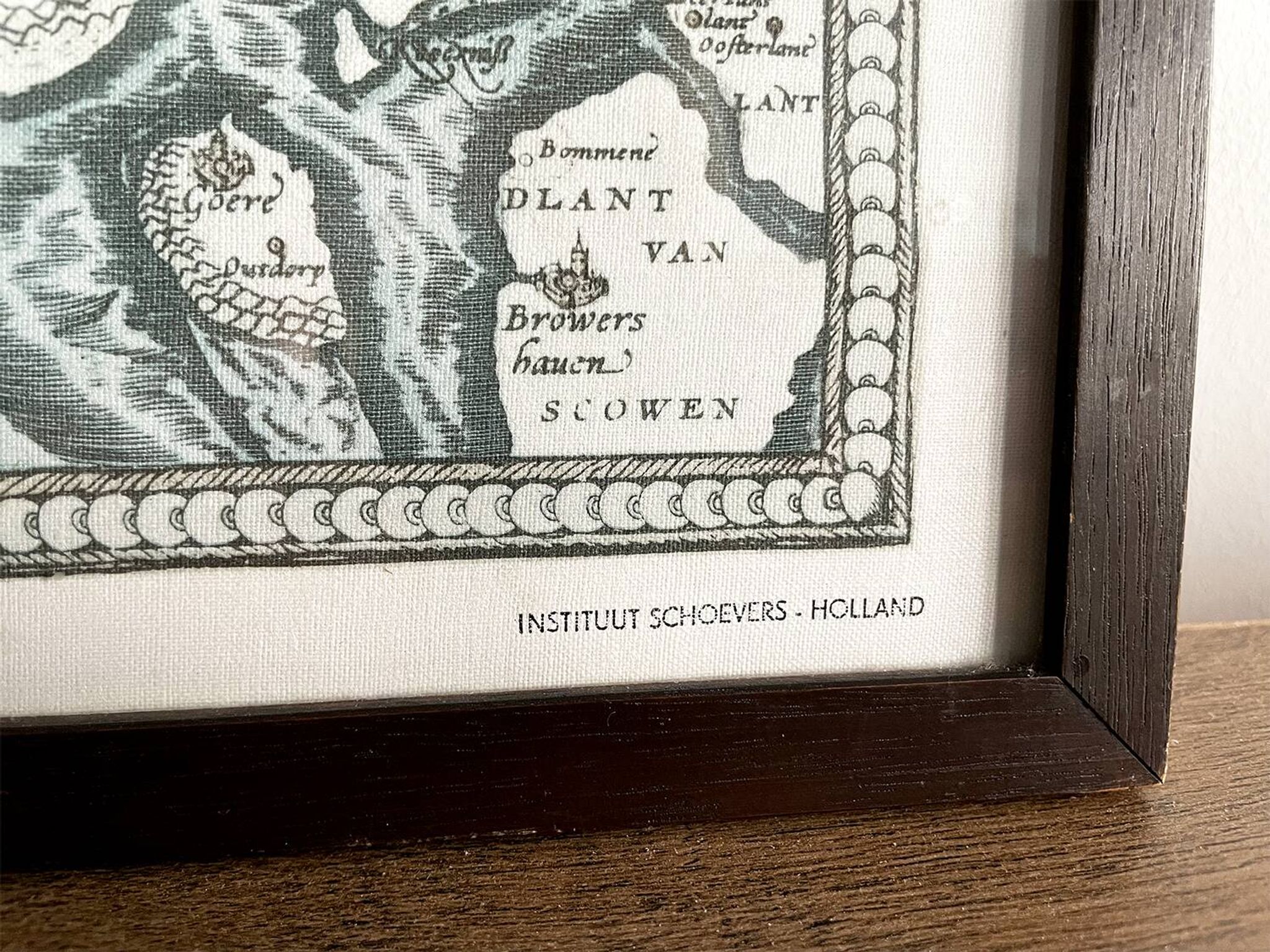 Framed Map of the Netherlands from the Theatrum Orbis Terrarum by Abraham Ortelius (1570)