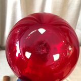 Bottle or onion red soliflore with vintage murano wooden cap