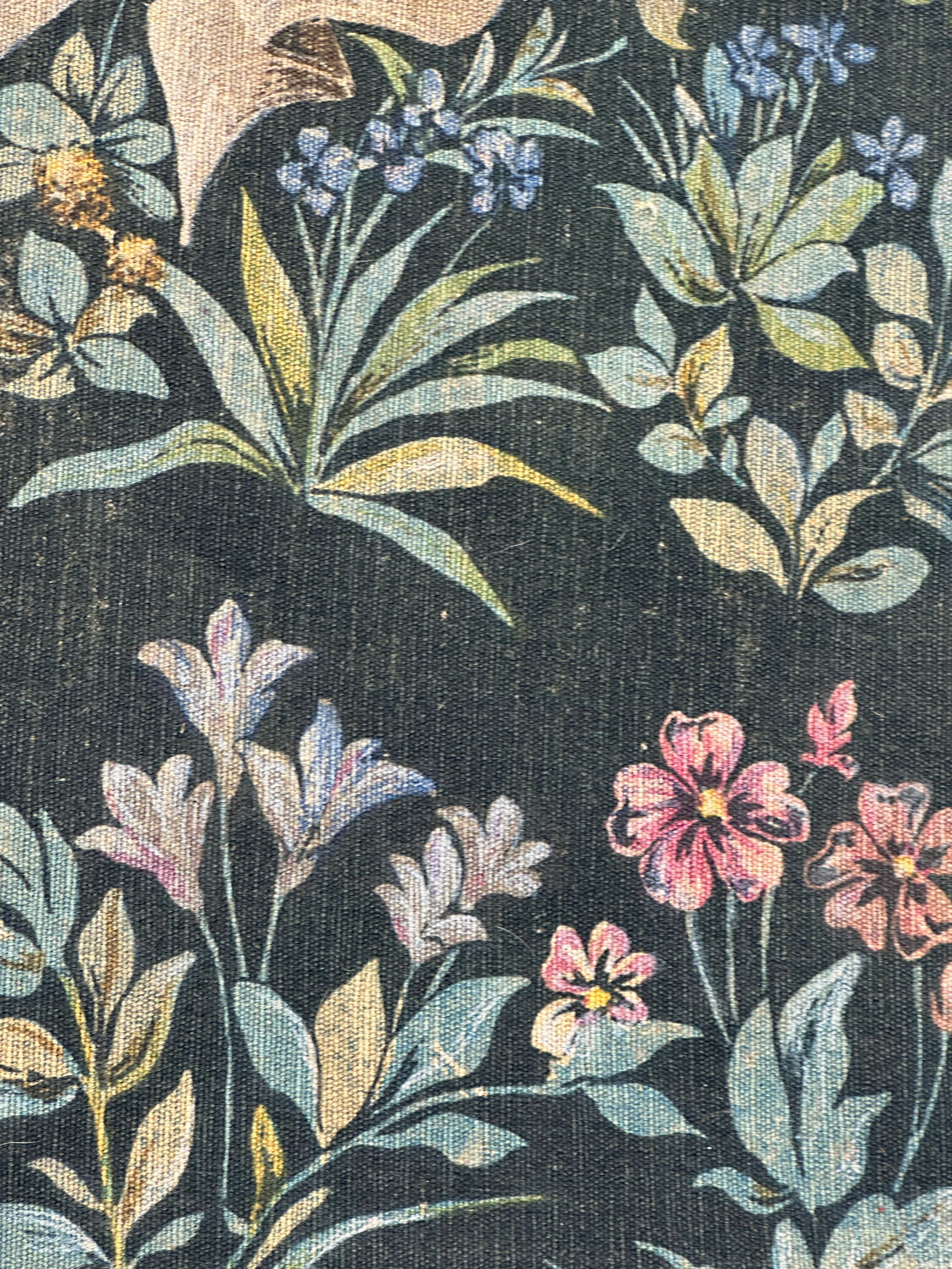 Vintage tapestry hand-screen printed in France