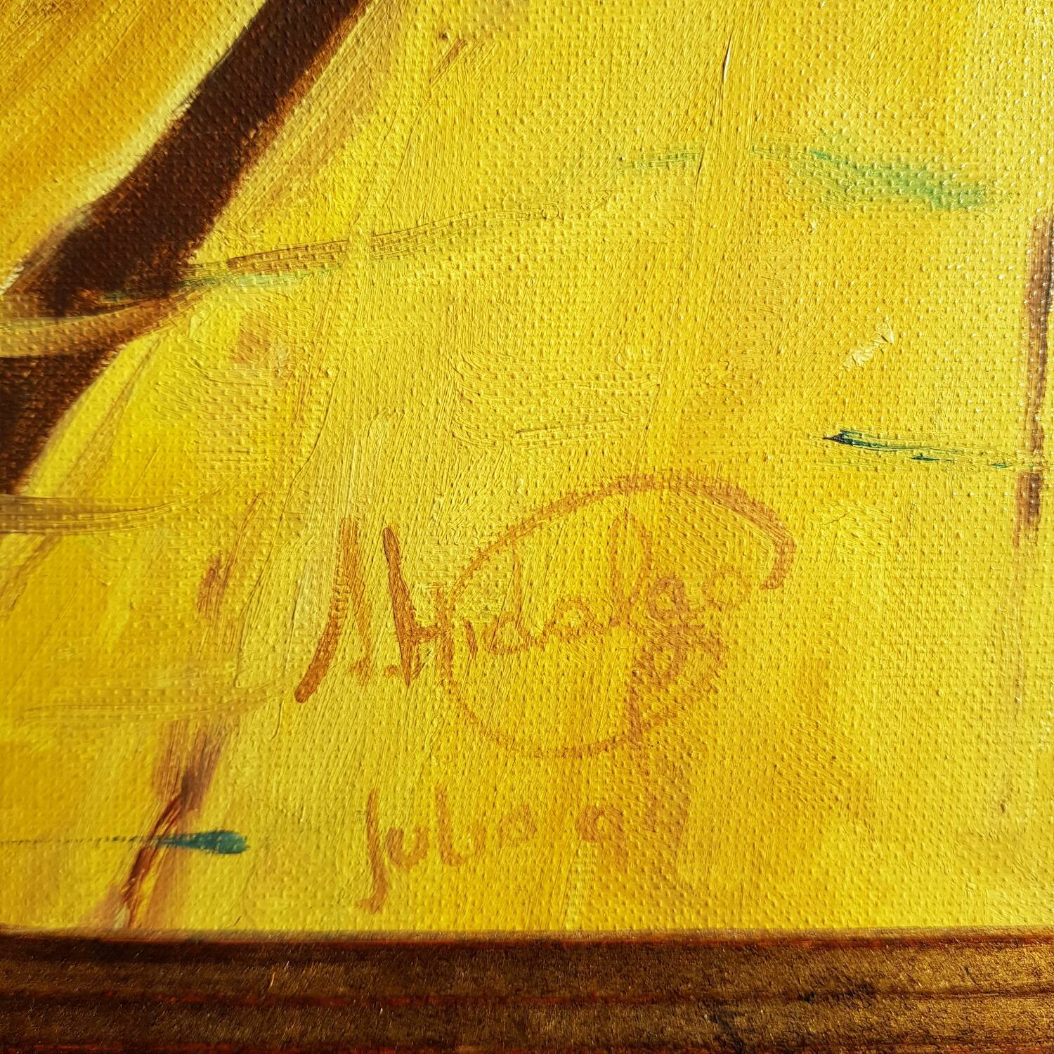 Peinture à l'huile sur toile, signée Hidalgo 1994, 46x58cm avec cadre