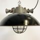 Black Enamel and Cast Iron Industrial Cage Pendant Light, 1950s