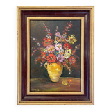 Old painting - Flowers in a yellow pitcher