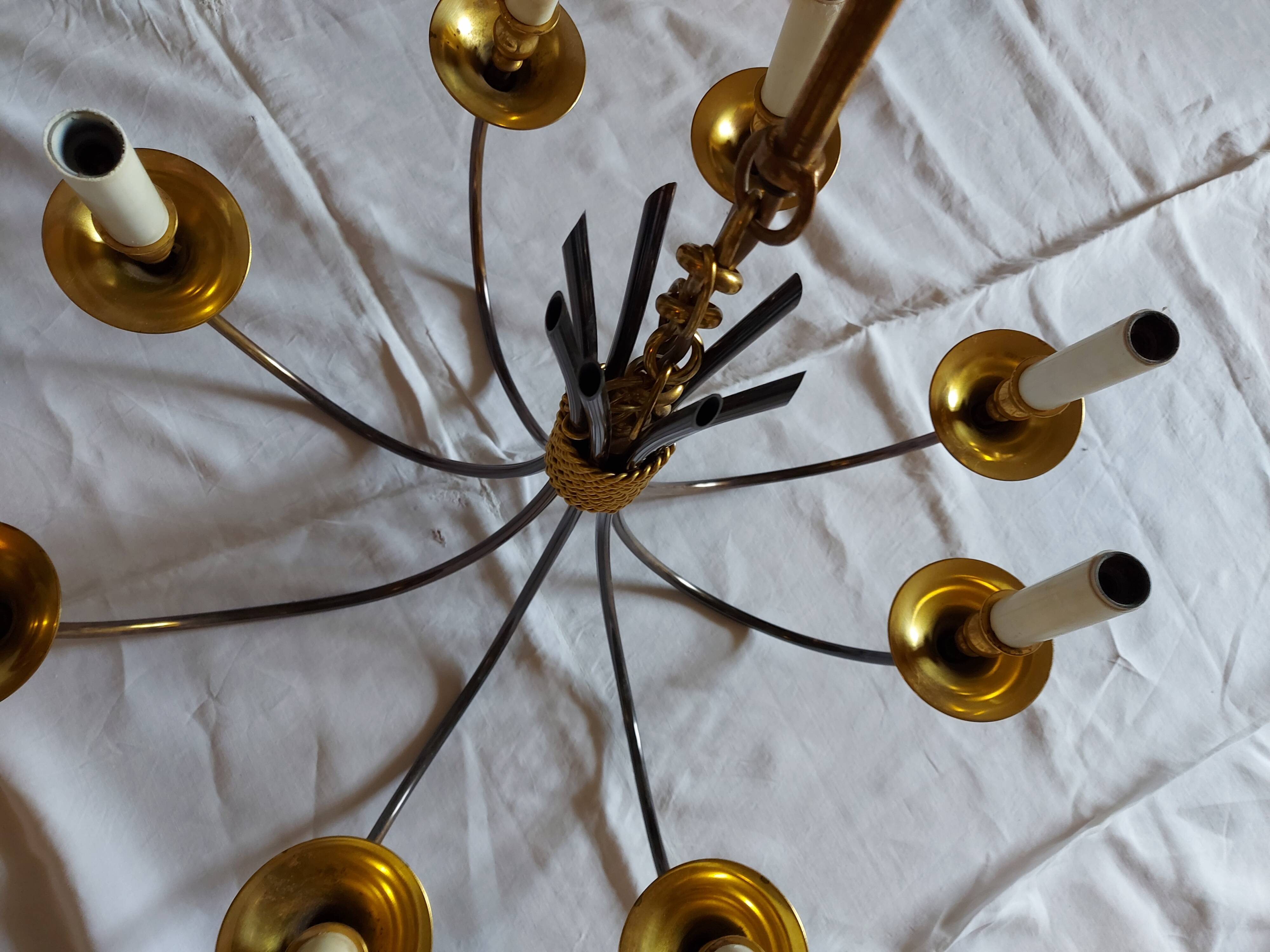 Chandelier design 8 gold brass metal lights