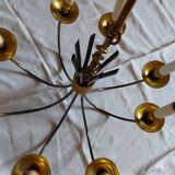Lustre design 8 feux  métal en laiton doré