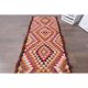 1970s Vintage Turkish Hand-Knotted Wool Cotton Orange Runner Rug 85x330