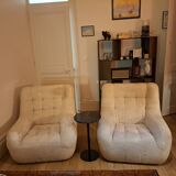 2 fauteuils/ chauffeuses vintage années 70 en laine
