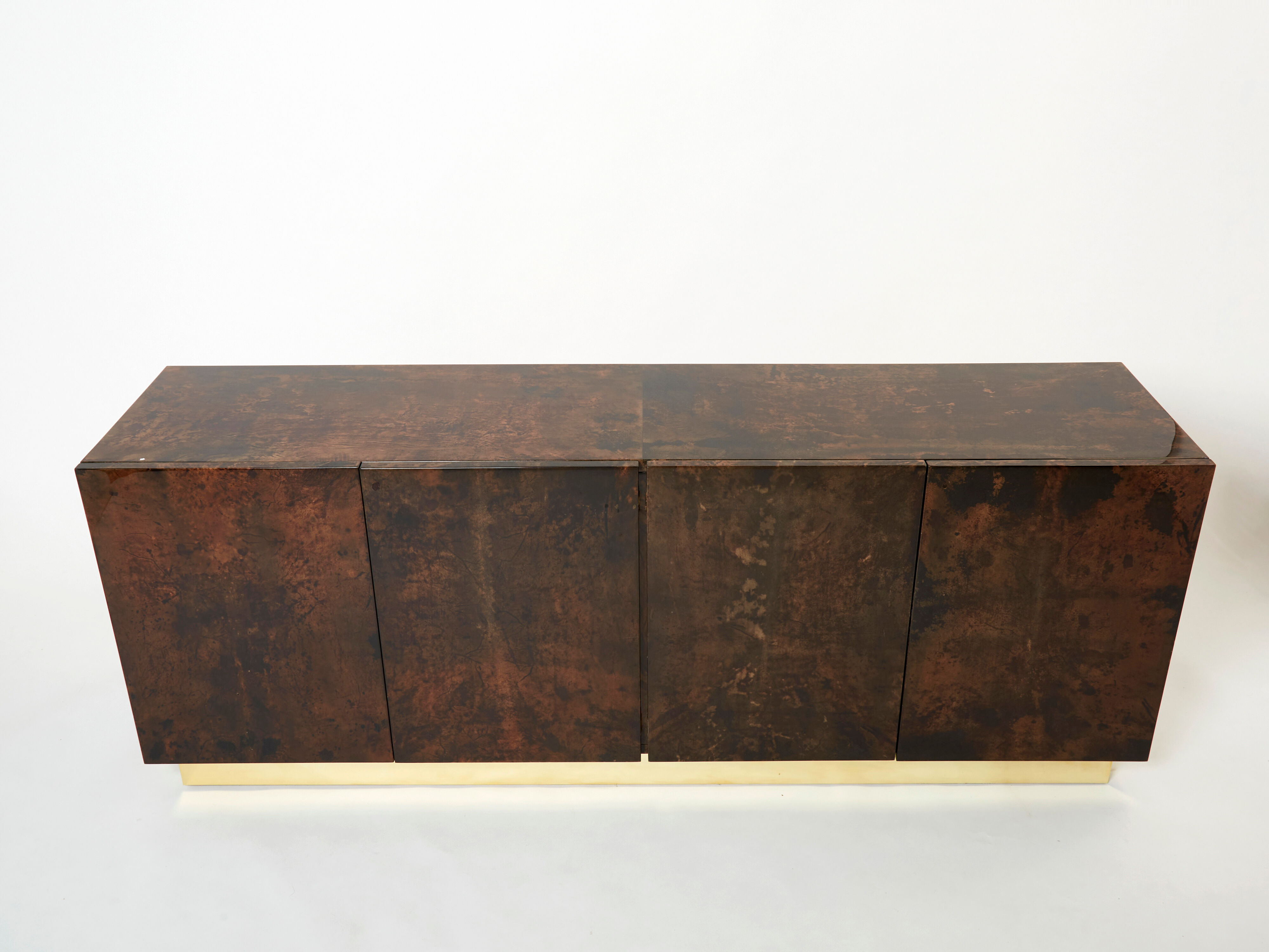 Aldo Tura sideboard in brown parchment and brass 1960