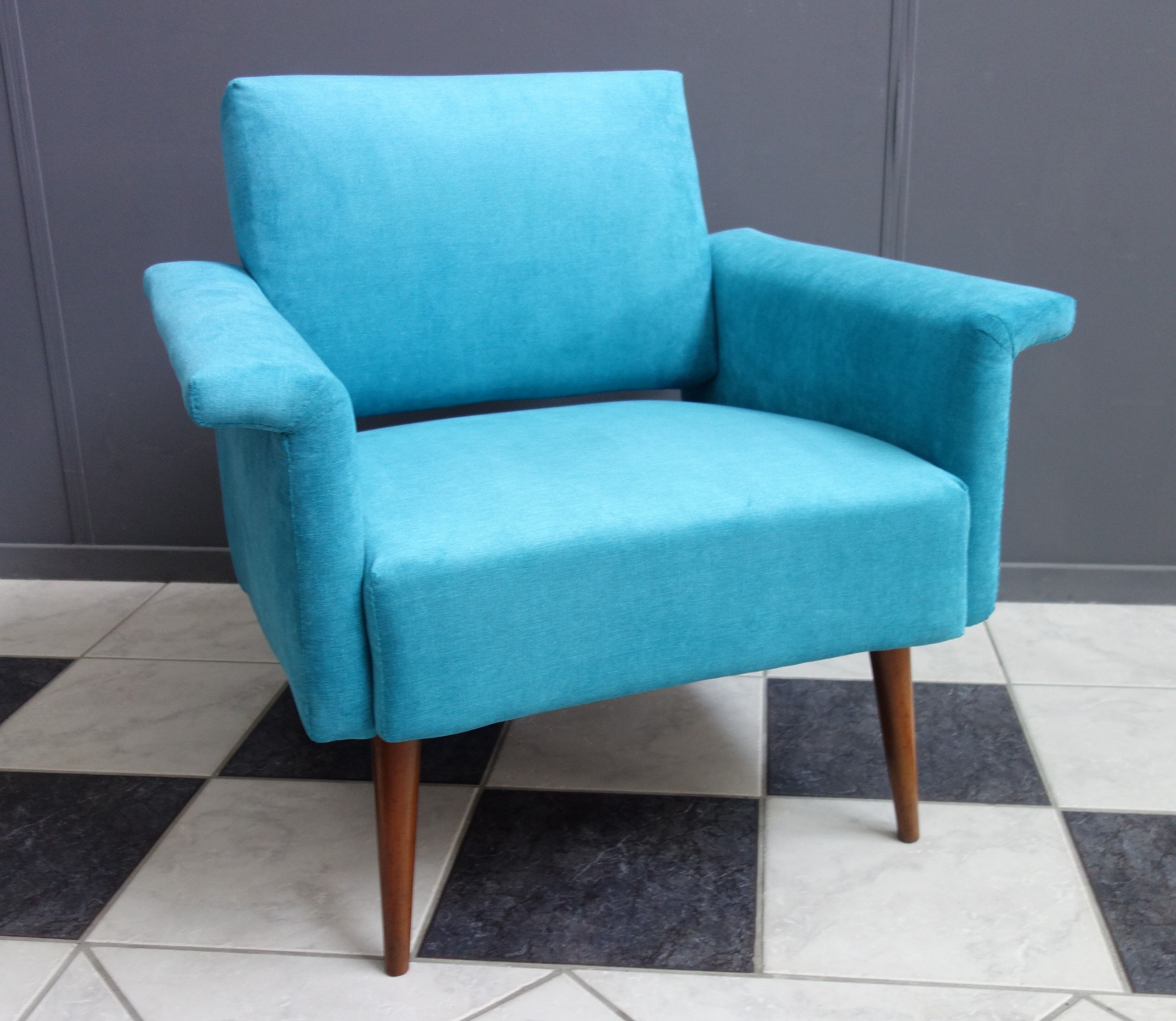 Blue velvet armchair 1960s