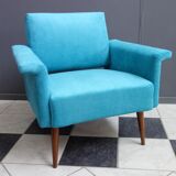 Blue velvet armchair 1960s