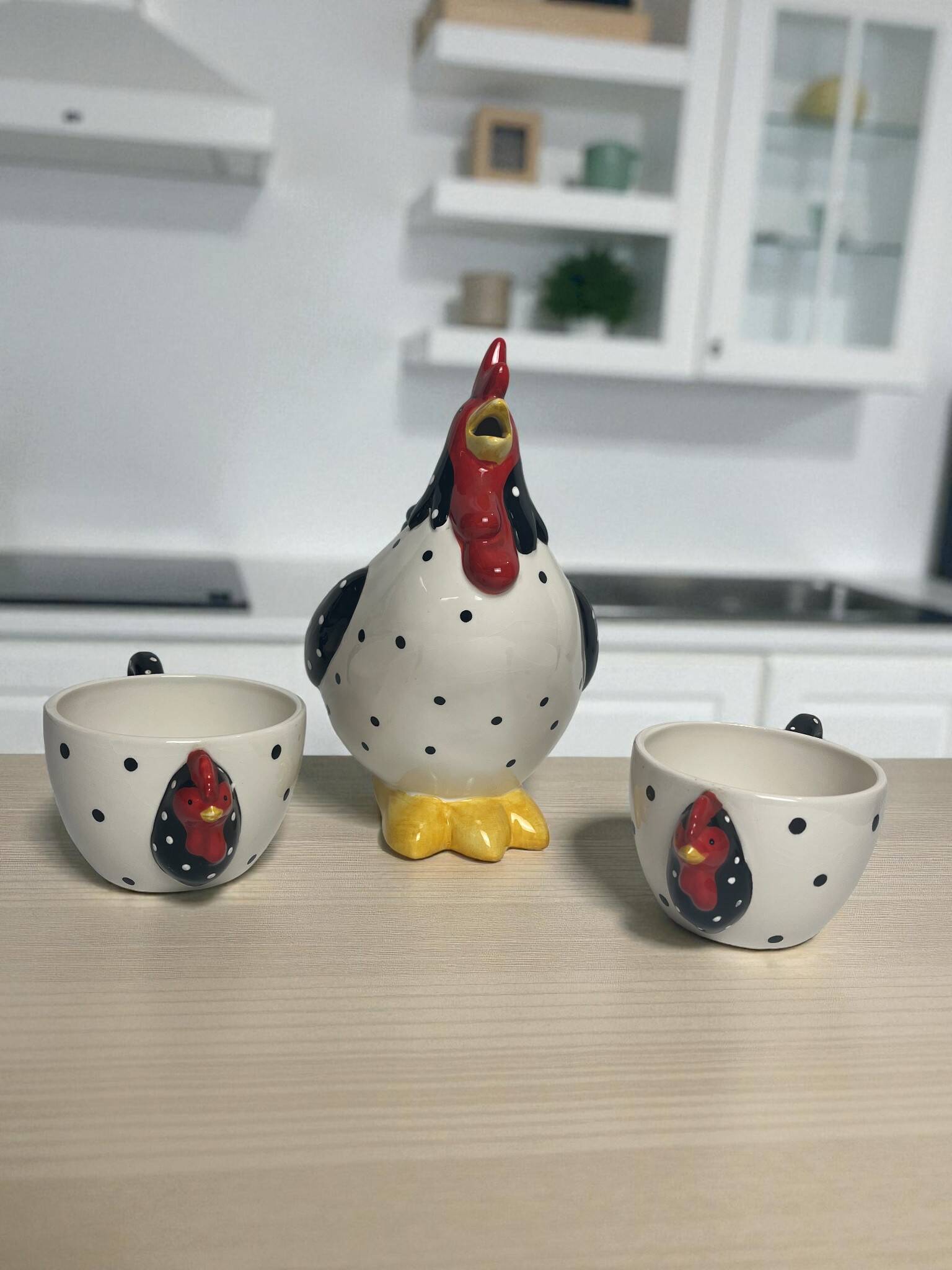 3-piece whimsical hen tea or chocolate set