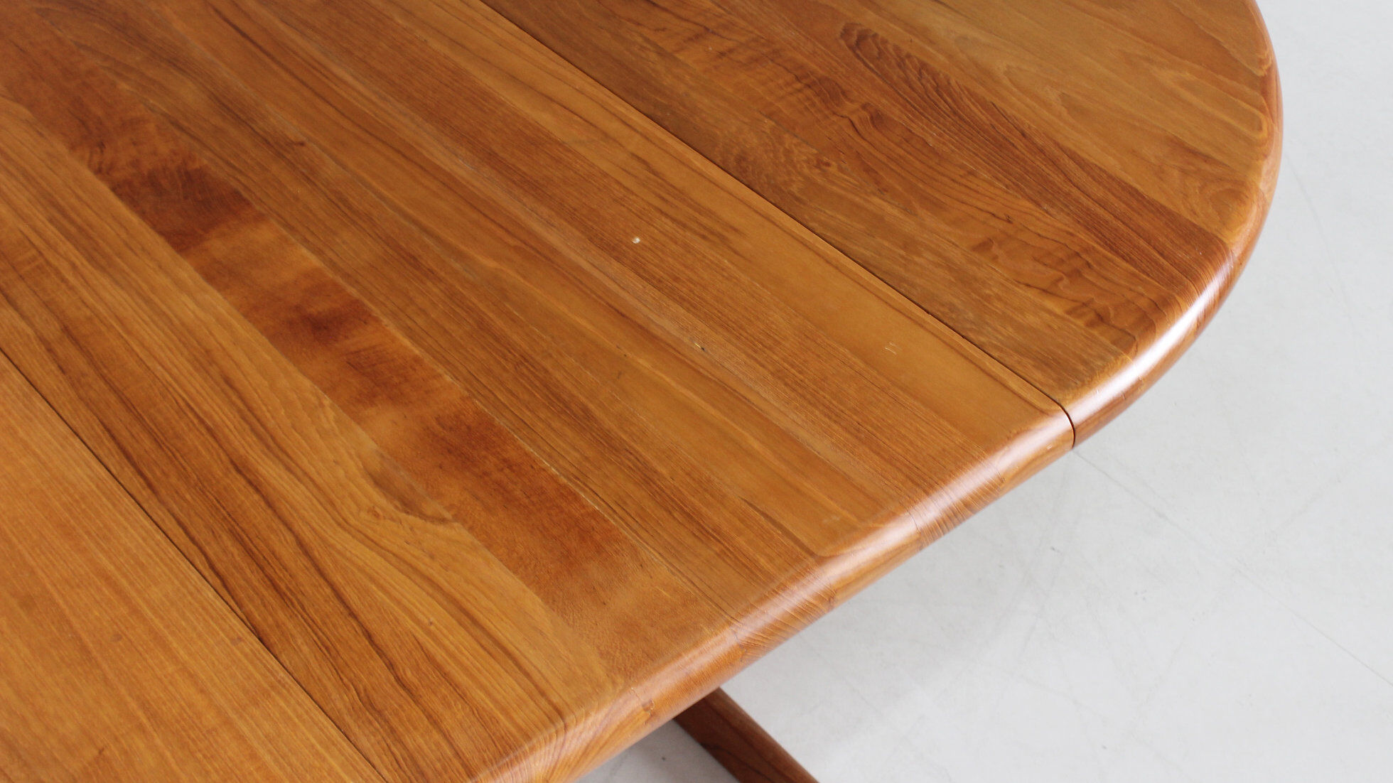 Vintage Danish round extendable dining table solid teak 1960s