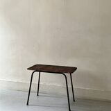 table basse selette vintage en métal noir et osier, 1950