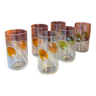 Set of 6 vintage glasses Bormioli Italy 1970s