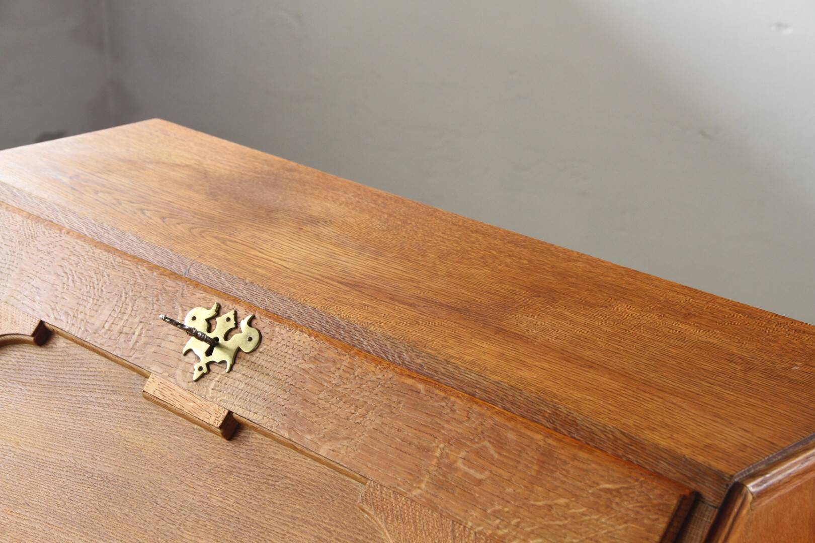 Bureau secrétaire pliant en chêne vintage des années 1960 dans le style de Kjærnulf