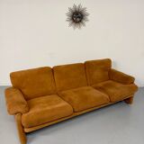 Three-seater alcantara canapé design by Tobia Scarpa for BB ITALIA vintage.