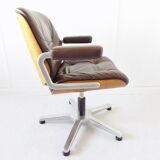 Chaise de bureau en cuir Stoll Giroflex par Karl Dittert moderne du milieu du siècle