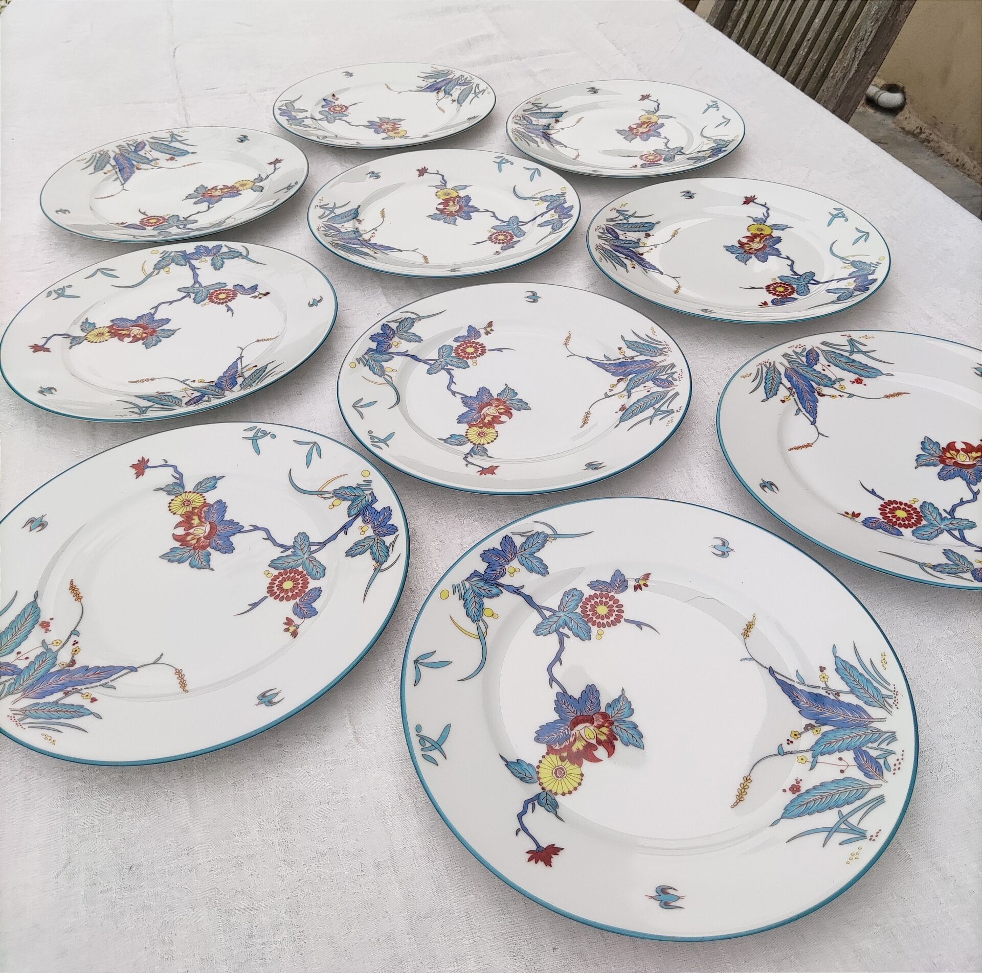 10 flat plates in Limoges porcelain - Haviland