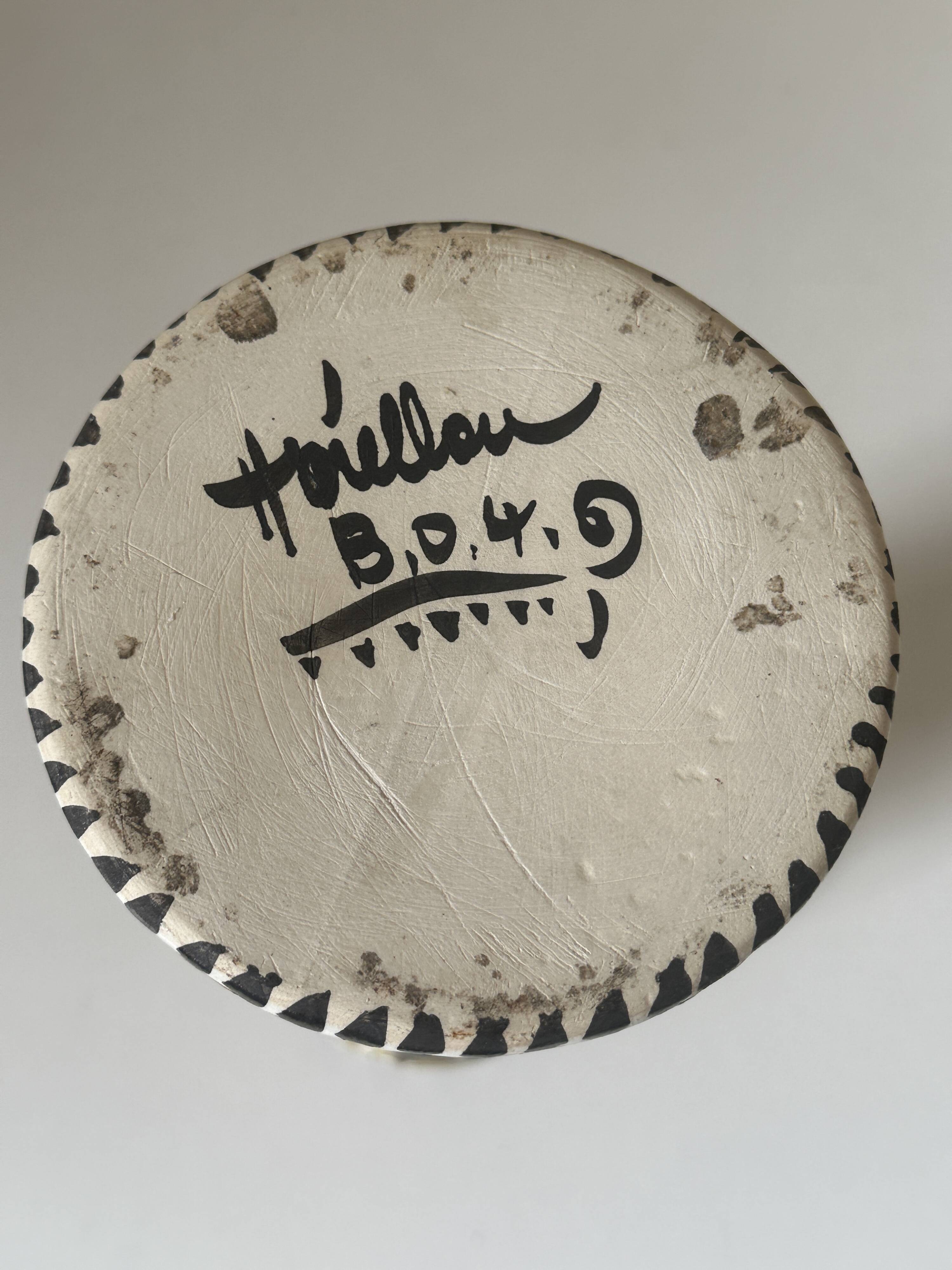 Large André Hourellou Quimper vintage candle holder