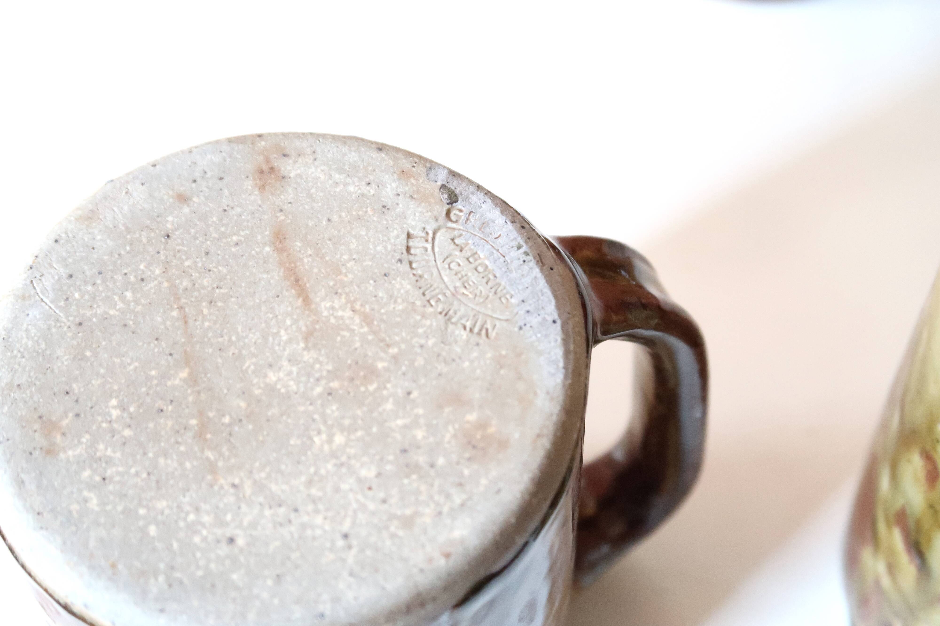 Set of 4 mugs in Migeon sandstone, La Borne, 60s