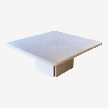 Square table in softened travertine by Berraldacci Design Collection