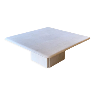 Square table in softened travertine by Berraldacci Design Collection