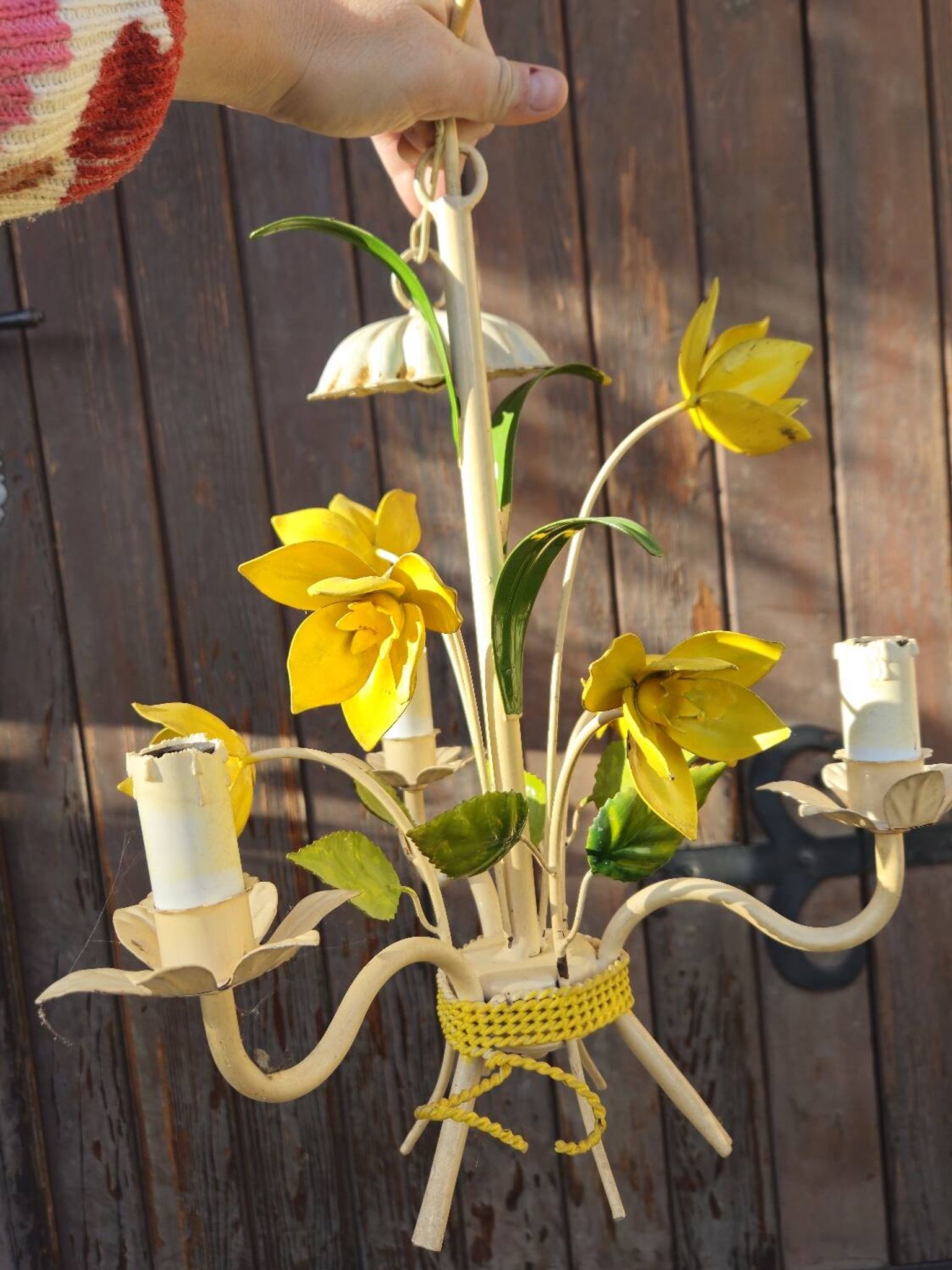 Suspension ancienne décor de fleurs