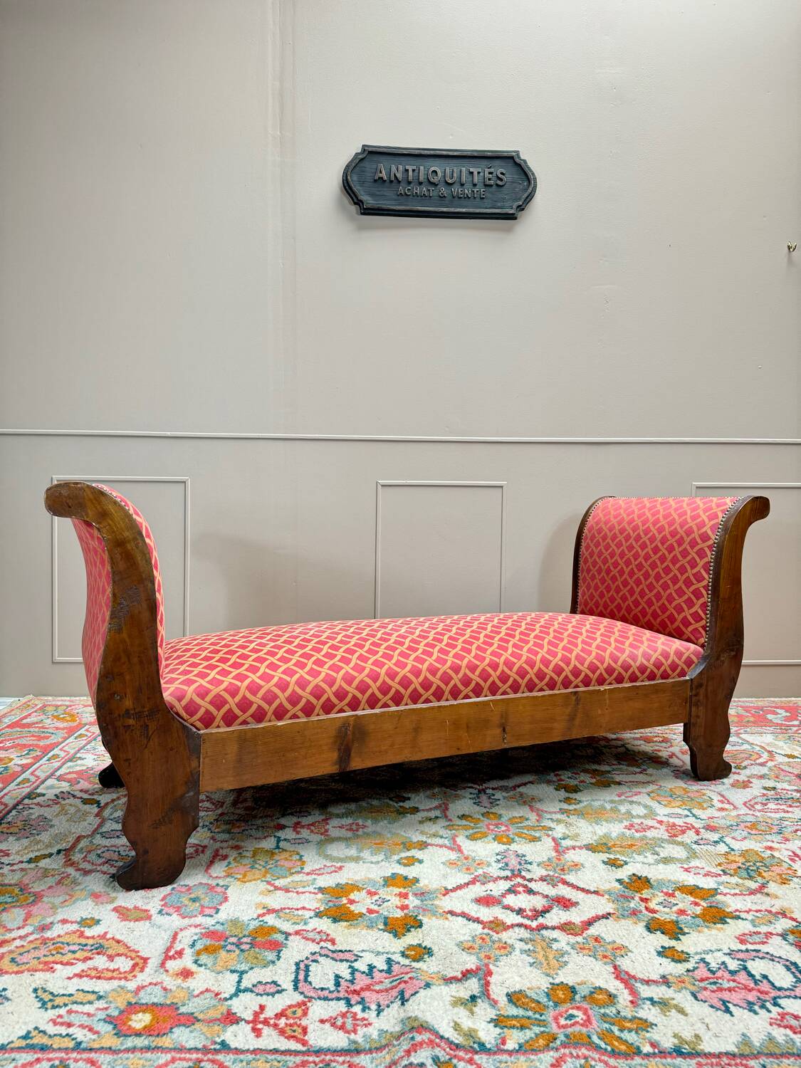 Bench, Mahogany Daybed, Restoration Period, 19th Century