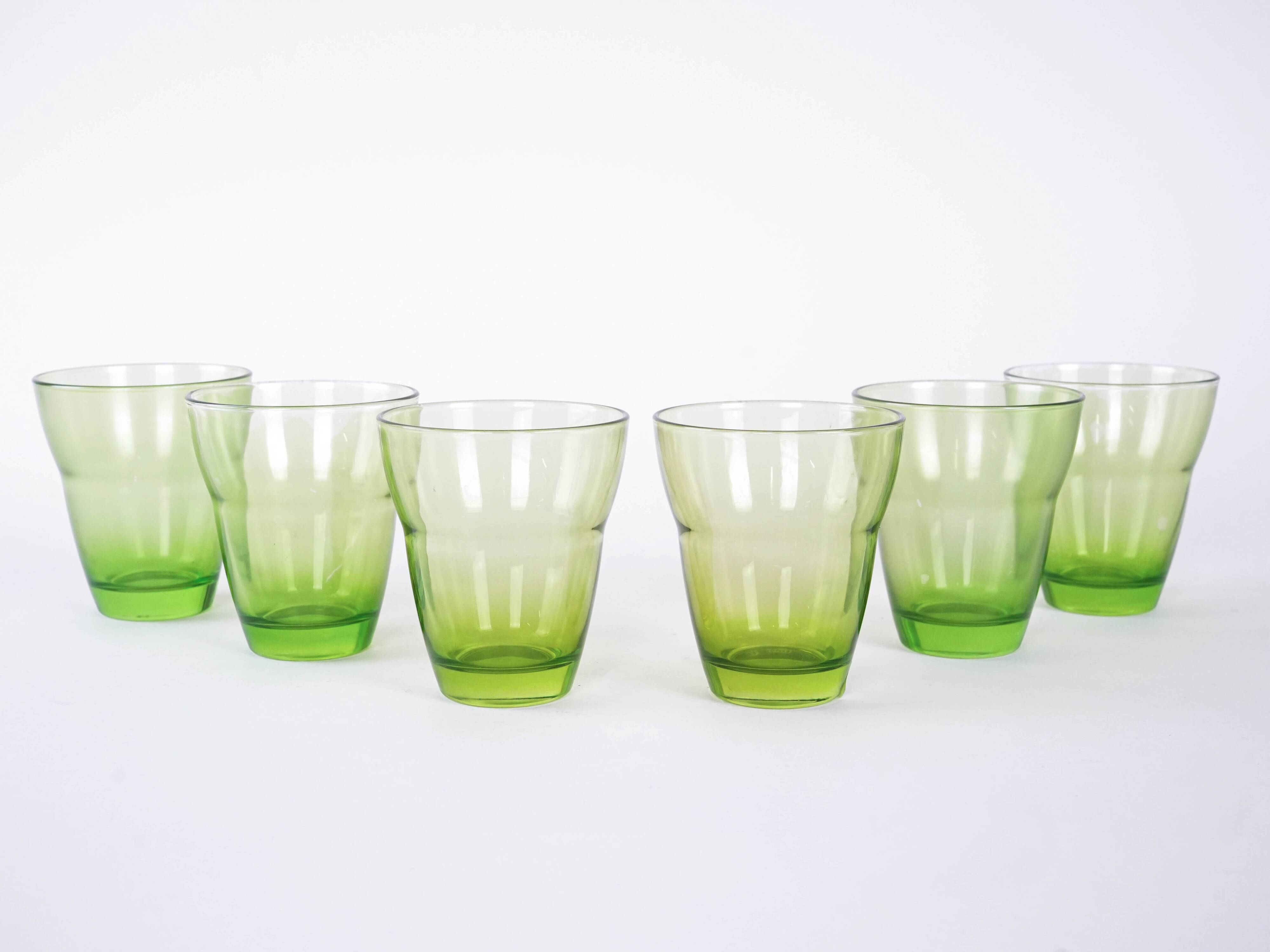 Set of green glasses, Italian design, 1980s, production: Italy