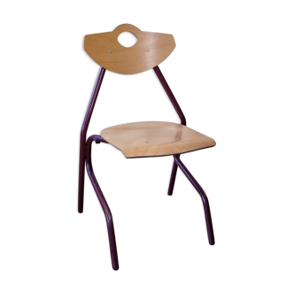 Design workshop chair in tubular steel, burgundy, 82 cm