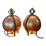 Pair of art deco lamps in brassware