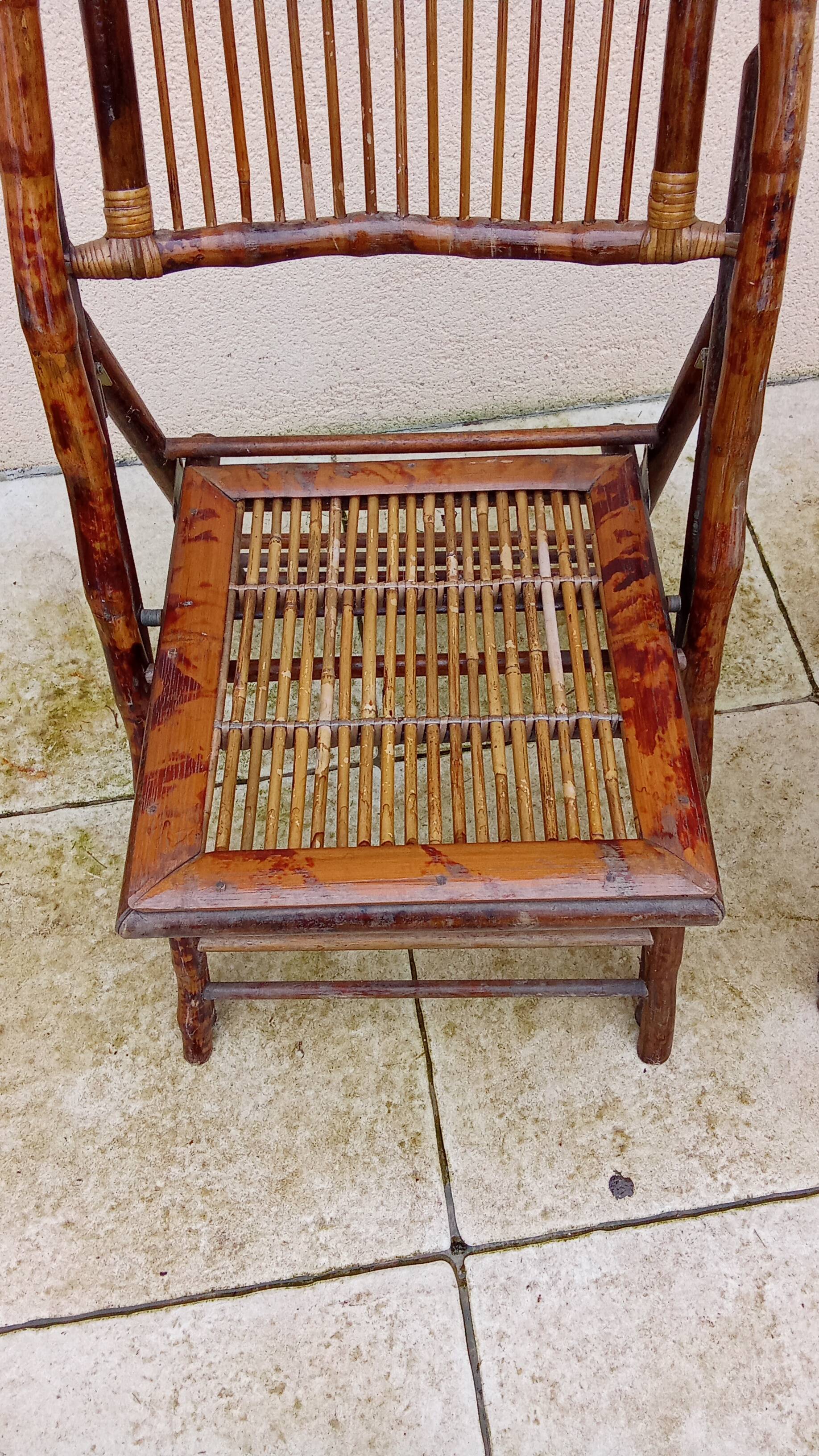 Pair of vintage bamboo folding chairs