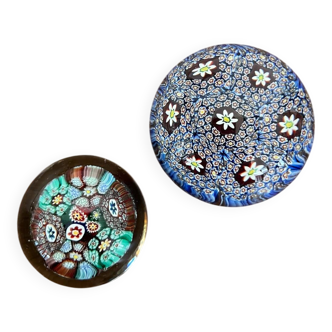 Pair of millefiori Murano paperweights