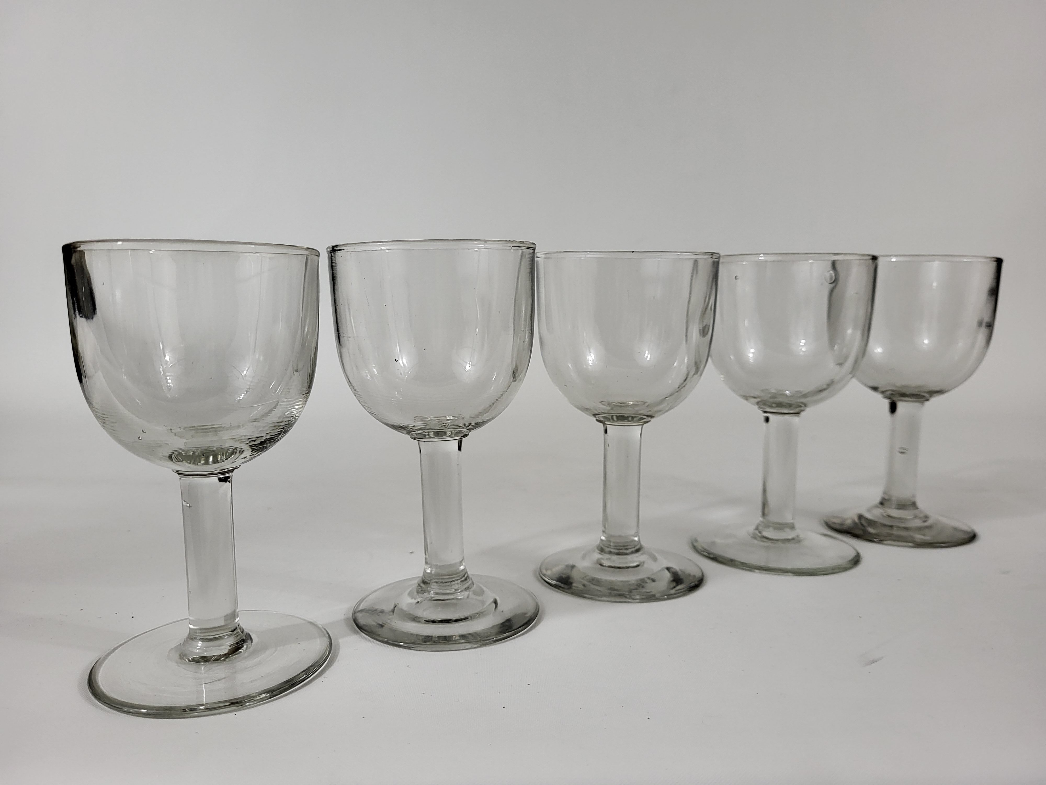 Set of 5 glasses blown balloon XIXth