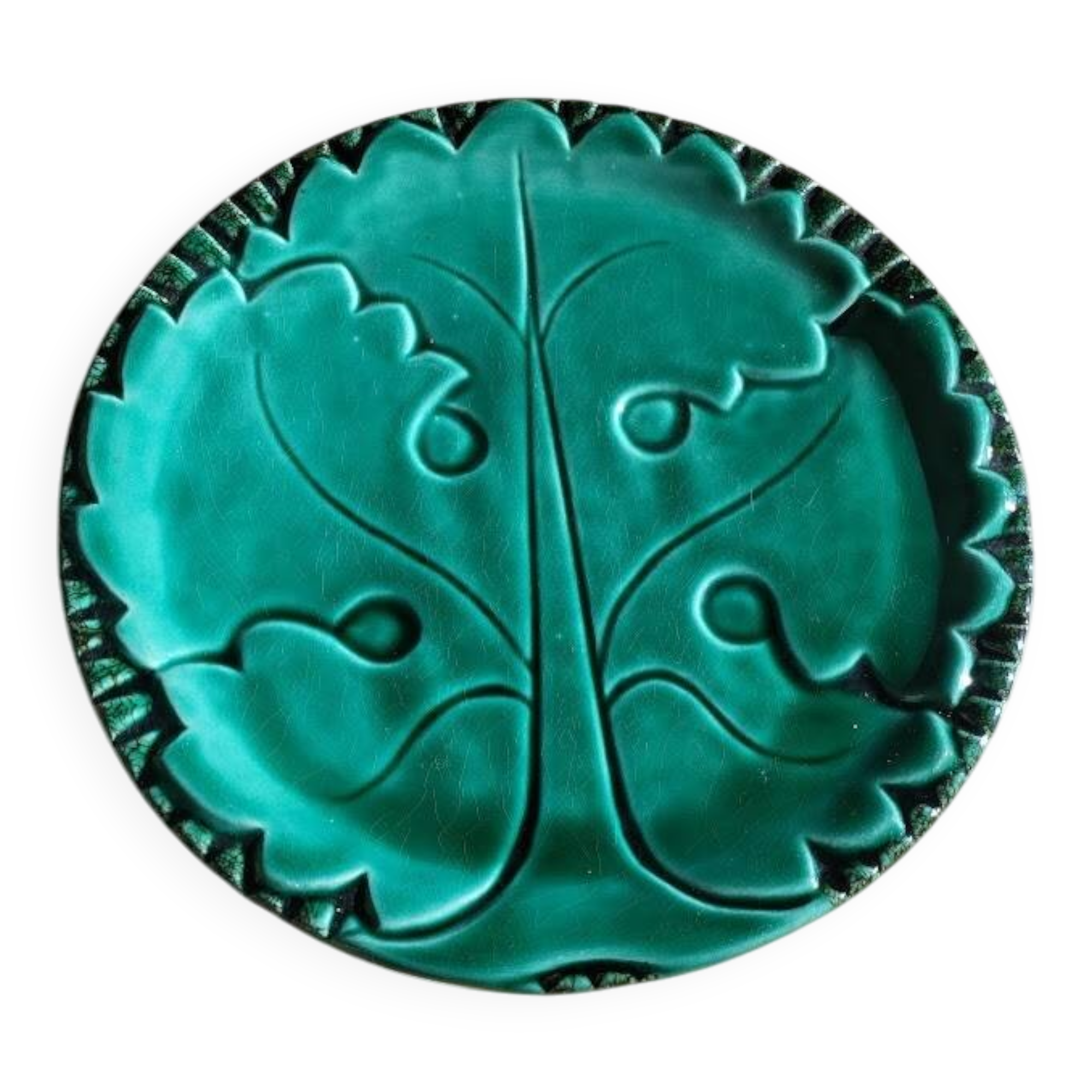 flat dish in slipware