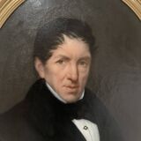 Oil on canvas Pair of portraits in gilded oval frames, 19th century