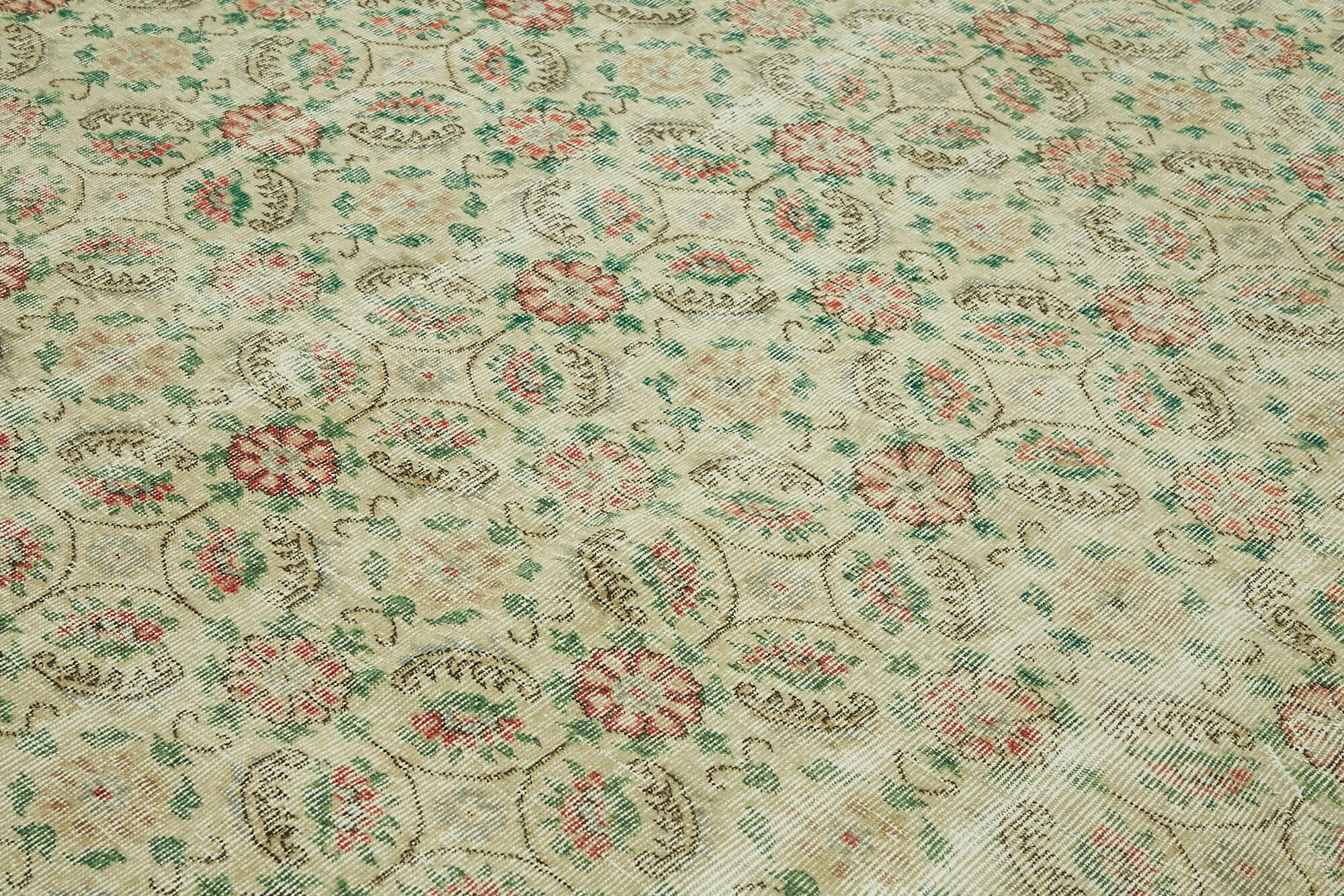 Handmade oriental contemporary 1980s 240 cm x 356 cm beige wool carpet