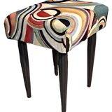 Wooden stool, upholstery restoration, 20th century, occasional furniture