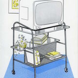 Kitsch art print from the 1950s/60s, modern décor. WROUGHT IRON TV stand.